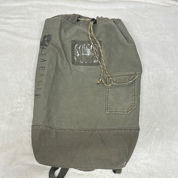 Other - Green Canvas Duffel Bag with Drawstring Closure
